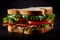 A classic sandwich with fresh, savory lettuce, tomato, and bacon, with a stock of popular whitespace border professional studio