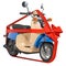 Classic Scooter or Electric Moped with ribbon and bow, gift concept. 3D rendering