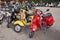 Classic scooters Vespa parked during the scooter rally