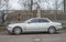 Classic sedan silver Jaguar parked left side view