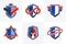 Classic shields shapes set with different additional elements vector symbols set, defense and safety icons, ammo emblems