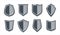 Classic shields vector set, ammo emblems collection, defense and safety icons.