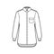 Classic shirt technical fashion illustration with angled pocket, long sleeves, relax fit, front button-fastening