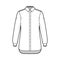 Classic shirt technical fashion illustration with long sleeves, relax fit, front button-fastening regular collar apparel