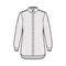 Classic shirt technical fashion illustration with long sleeves, relax fit, front button-fastening regular collar apparel