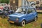 Classic small Polish blue car Polski Fiat 126p front view