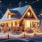 classic snow covered house at christmas