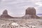 Classic southwest desert landscape with snow on the ground in Monument Valley