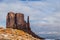 Classic southwest desert landscape with snow on the ground in Monument Valley