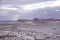 Classic southwest desert landscape with snow on the ground in Monument Valley