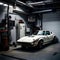 Classic sports car parked in a garage - ai generated image