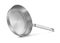 Classic stainless steel fry pan with handle. Kitchen and domestic symbol.