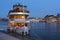Classic steamer moored Stockholm twilight