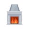 Classic stone fireplace with fire vector Illustration on a white background