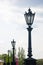 Classic style city lamppost at sunset, close up