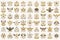 Classic style emblems big set, ancient heraldic symbols awards and labels collection, classical heraldry design elements, family