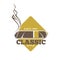 Classic style logotype with cigars against yellow rhombus