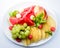 Classic summer Italian food. Beautifully decorated fruit platter