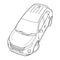 Classic suv car. Crossover car side view shot. Outline doodle vector illustration.