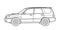 Classic suv car. Crossover car side view shot. Outline doodle vector illustration.