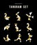 Classic tangram game icon set in gold color