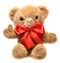 Classic teddy bear with red bow