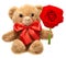 Classic teddy bear with red bow