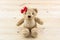 Classic teddy bear red bow toy.