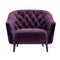 Classic tufted armchair in violet velvet isolated on white background