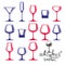 Classic vector goblets collection, martini, wineglass, cognac