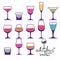 Classic vector goblets collection, martini, wineglass, cognac