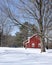 Classic Vermont red house in winter