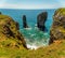 A classic view of Stack Rocks on the Pembrokeshire coast, Wales near Castlemartin