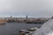 Classic view of Stockholm Sweden and the old town behind the bridge on a winter day