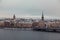 Classic view of Stockholm Sweden and the old town behind the bridge on a winter day