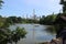 Classic views of New York from Lake Central Park, in summer