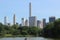 Classic views of New York from Lake Central Park, in summer