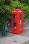 Classic vintage red British telephone booth