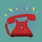 Classic Vintage Retro Dial Telephone are Ringing on Green background.