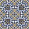 Classic vintage seamless pattern in blue and yellow