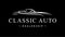 Classic vintage sports car auto dealership logo silhouette icon