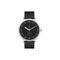 Classic watch with black leather strap isolated