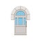 Classic white arched front door to house, closed elegant door vector illustration