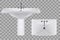 Classic white ceramic washbasins with water tap