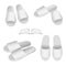 Classic white cotton slippers set. 3d illustration