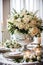Classic white and ivory wedding arrangement with exquisite floral and planner touch.