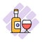 A classic wine bottle and glass icon, representing relaxation, sophistication, and socializing over a glass of wine