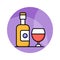 A classic wine bottle and glass icon, representing relaxation, sophistication, and socializing over a glass of wine