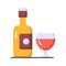 A classic wine bottle and glass icon, representing relaxation, sophistication, and socializing over a glass of wine