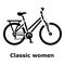 Classic women bike icon, simple style
